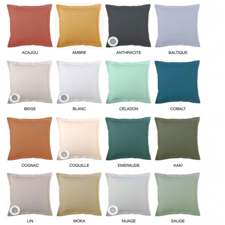 Taie d'oreiller et de traversin en PERCALE unie de Tradilinge - fabrication Française - Linge Mat