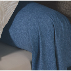 TIAGO Bleu Parure de lit Satin de coton - Tradilinge - Linge Mat