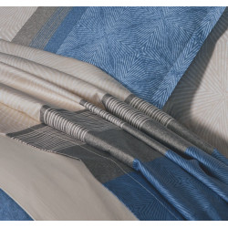TIAGO Bleu Parure de lit Satin de coton - Tradilinge - Linge Mat
