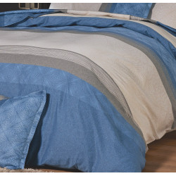 TIAGO Bleu Parure de lit Satin de coton - Tradilinge - Linge Mat