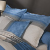 TIAGO Bleu Parure de lit Satin de coton - Tradilinge - Linge Mat