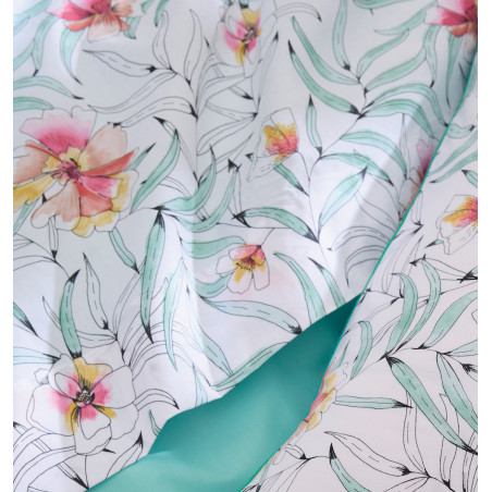 ROXANE Jade Gris Drap plat Percale de coton - Tradilinge