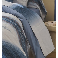 ESTEBAN bleu Parure de lit Percale de coton - Tradilinge - Linge Mat