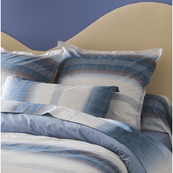 ESTEBAN bleu Parure de lit Percale de coton - Tradilinge - Linge Mat