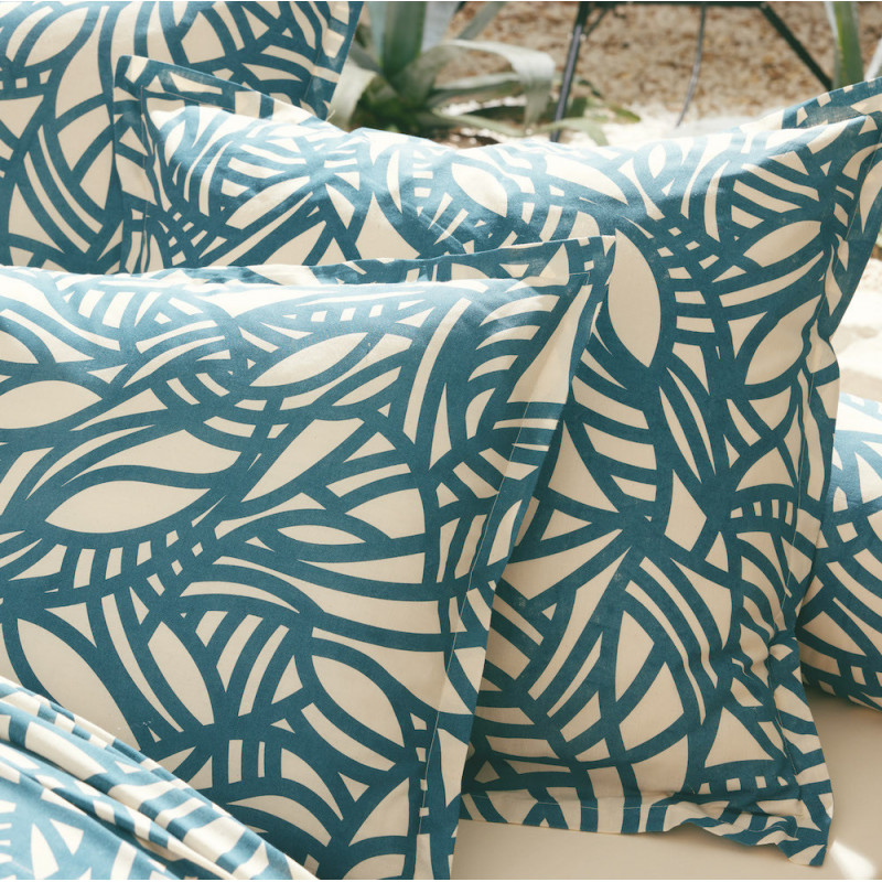 SÉRÉNA Bleu taie d'oreiller et de traversin - Tradilinge