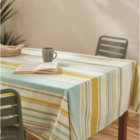 Zoé Faïence Nappe enduite imprimée fabrication Française  - Tradilinge - Linge Mat