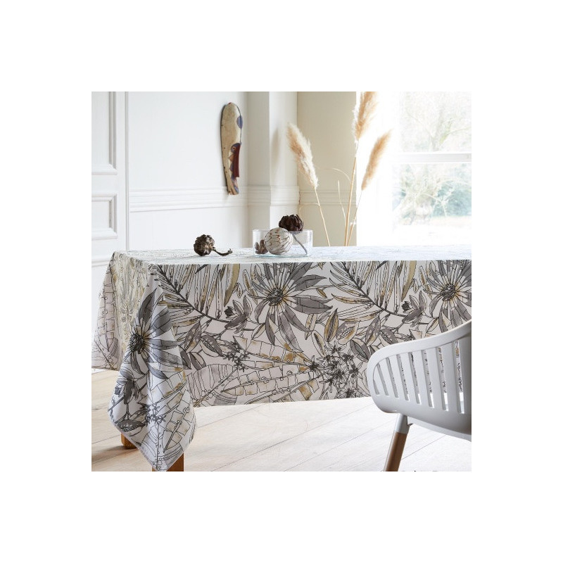 BAHIA Fusain Nappe enduite imprimée - Tradilinge