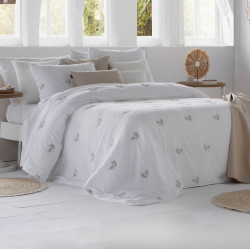 Couvre lit matelassé piquage broderie Amalia Blanc - Antilo