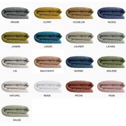 PALACE Housse de couette Uni 100 % coton lavé - Vent du Sud - Linge Mat