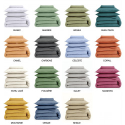 Drap housse uni coton 57 fils/cm2  Tradilinge fabrication Française - Linge Mat