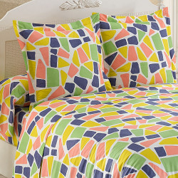 BIANCA MULTICOLORE Parure complète literie 140 - FIL BLANC