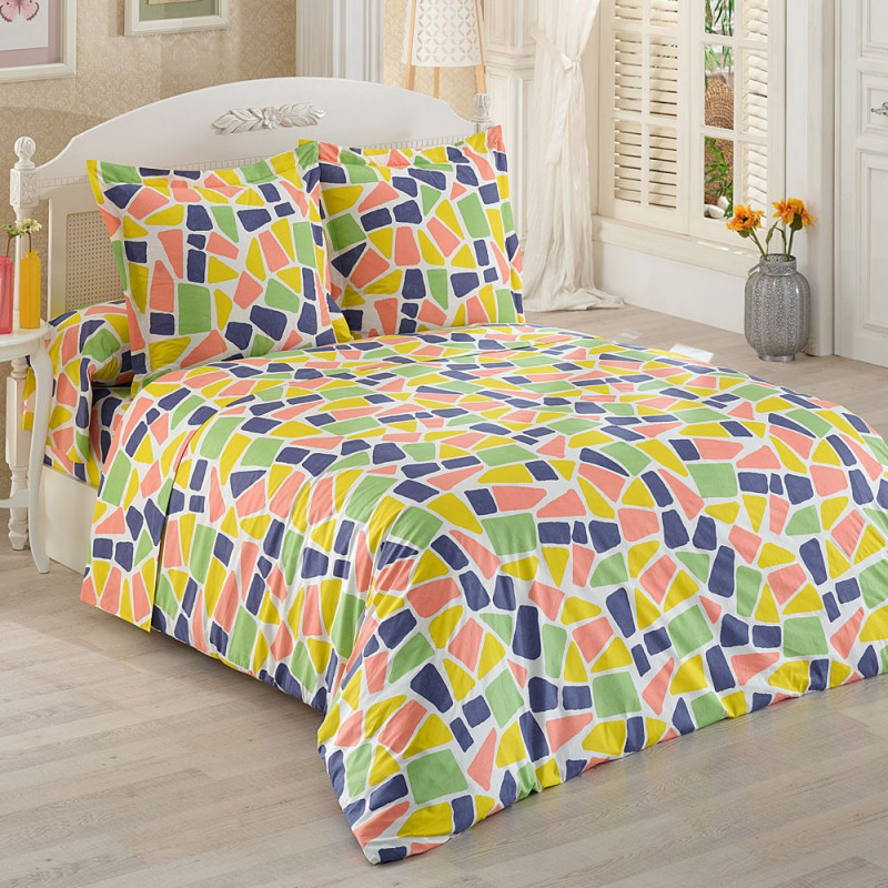 BIANCA MULTICOLORE Parure complète literie 140 - FIL BLANC