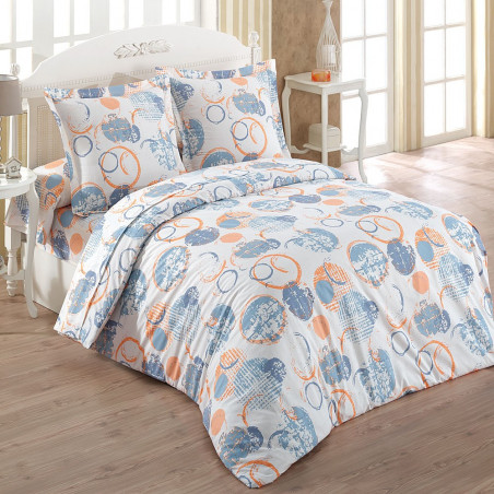 BASTIEN ORANGE Parure complète literie 140 - FIL BLANC