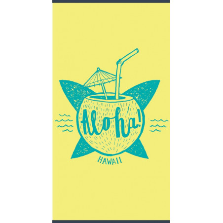 HAWAI JAUNE Maxi drap de plage 90x175cm - 100% coton - MAT