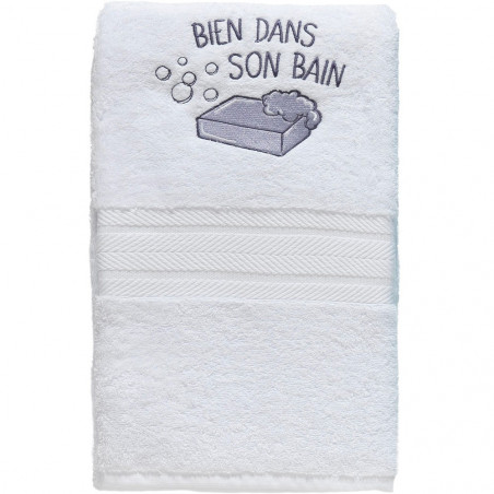 BAIN BLANC Éponge brodée 550 g/m² - Sensei