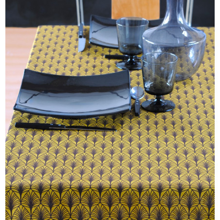 GASBY Moutarde Nappe enduite imprimée - Stof